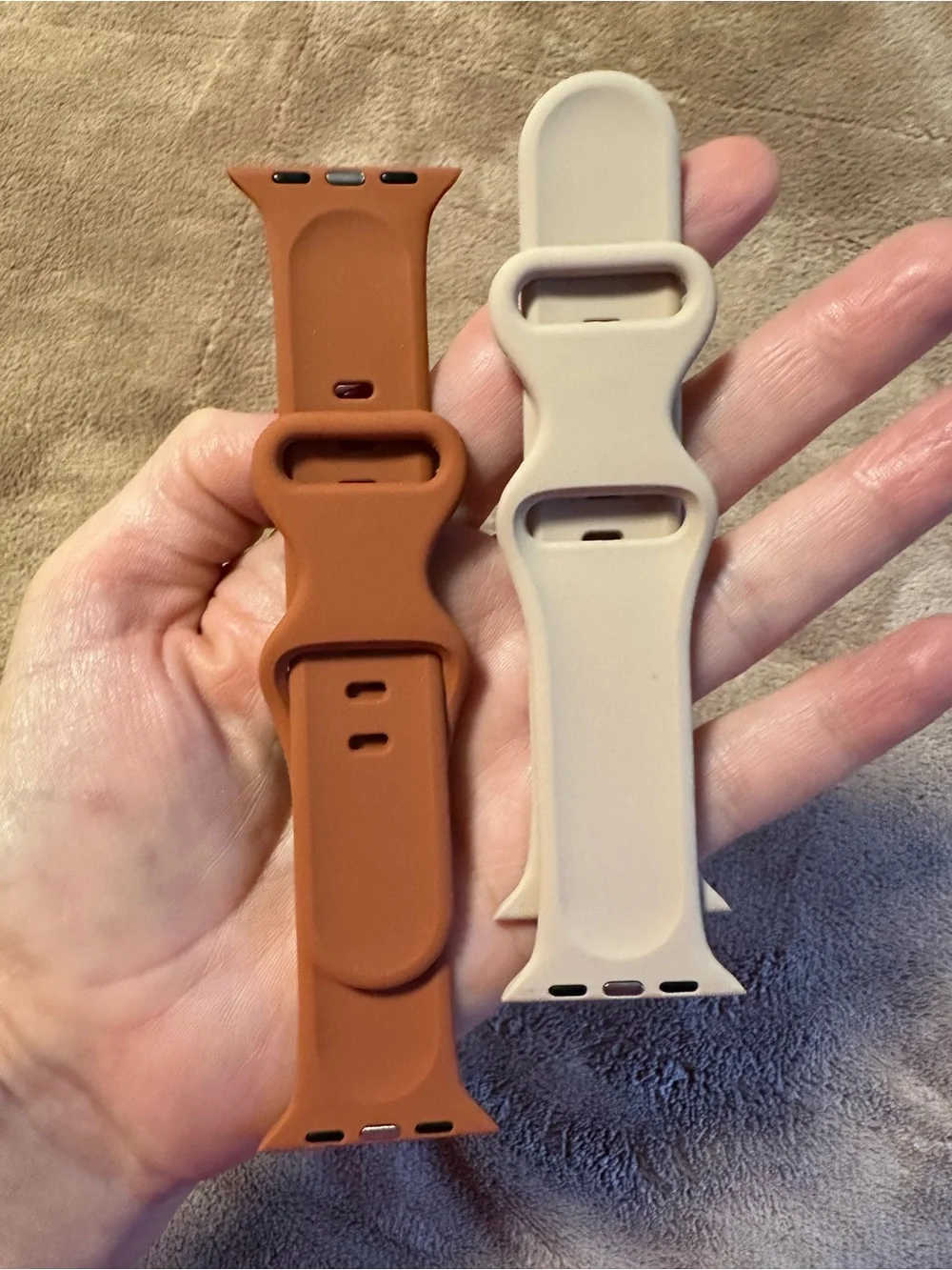 Silicone Floral Embossed Watch Band - Tan and Rust-Fits watches 38-41mm